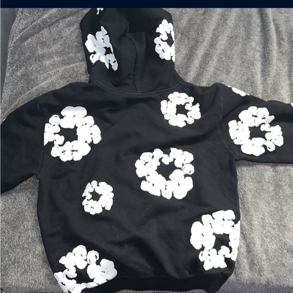 Black and White Floral Hoodie